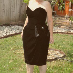 Strapless black velvet semi formal dress